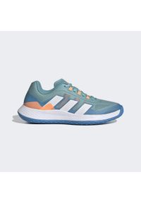 Buty halowe Adidas Forcebounce. Kolor: biały, wielokolorowy, niebieski. Materiał: materiał