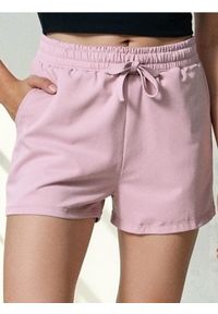 Sinsay - Szorty z wiązaniem w pasie soft touch - różowy. Kolor: różowy. Materiał: wiskoza, dzianina