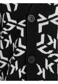 Karl Lagerfeld Jeans - KARL LAGERFELD Kardigan Klj Monogram Jacquard Cardigan 236D2050 Czarny Regular Fit. Typ kołnierza: dekolt w karo. Kolor: czarny. Materiał: syntetyk