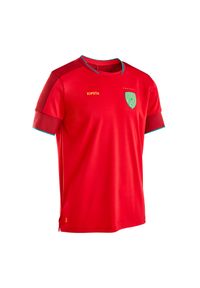 KIPSTA - Koszulka do piłki nożnej dla dzieci Kipsta FF500 Portugalia 2024. Kolor: czerwony. Materiał: materiał, elastan, prążkowany, tkanina, poliester
