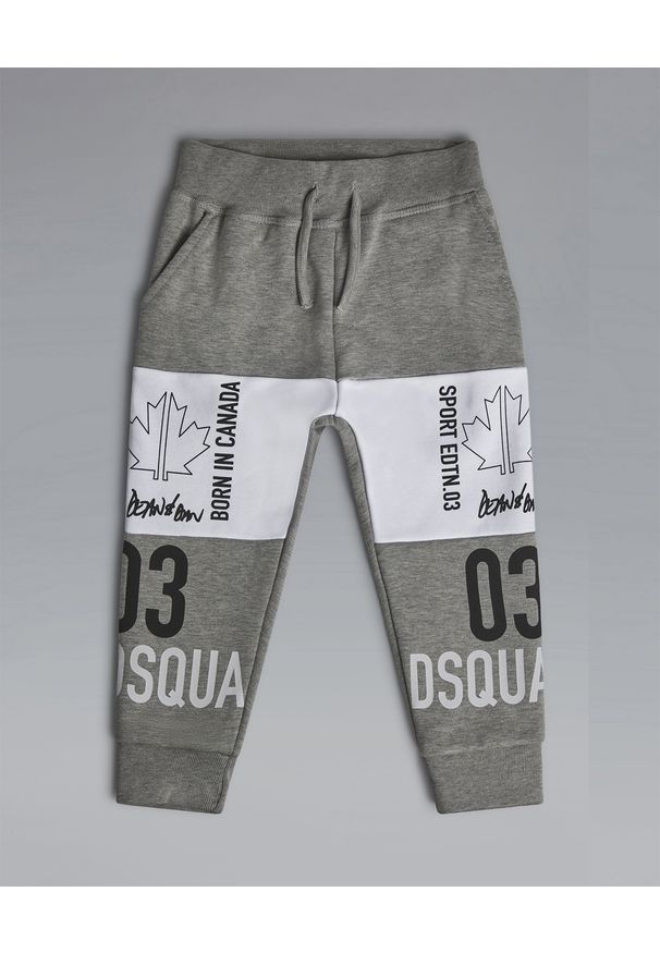 DSQUARED2 KIDS - Szare spodnie z bawełny 0-3 lata. Okazja: na co dzień. Kolor: szary. Materiał: bawełna. Długość: długie. Wzór: nadruk. Sezon: lato. Styl: casual