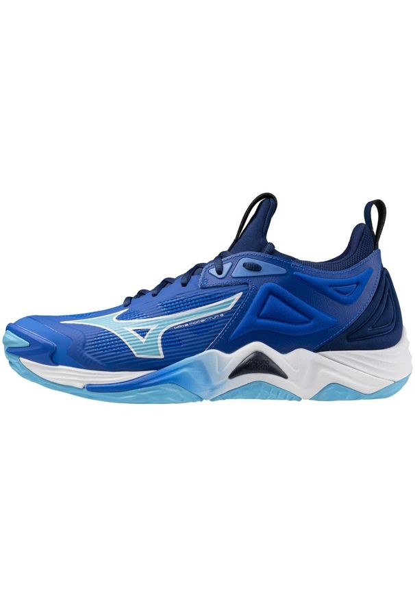 Buty halowe Mizuno Wave Momentum. Kolor: niebieski, wielokolorowy, zielony, biały. Model: Mizuno Wave. Sport: siatkówka