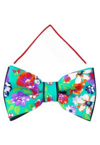 Adam Collection - Miętowa mucha w kwiaty A329. Kolor: miętowy. Materiał: poliester, tkanina. Wzór: kwiaty. Styl: elegancki #1