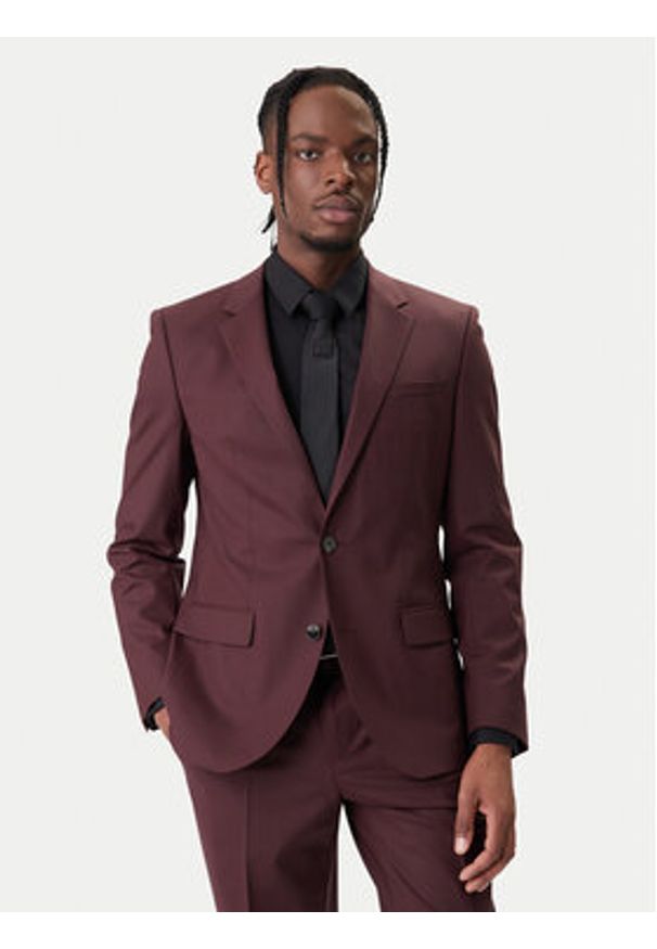 Hugo - HUGO Garnitur Henry/Getlin 232X 50547345 Brązowy Slim Fit. Kolor: brązowy. Materiał: syntetyk