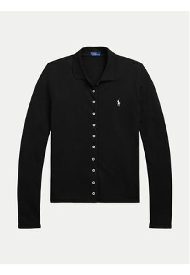 Polo Ralph Lauren Koszula 211941176002 Czarny Slim Fit. Typ kołnierza: polo. Kolor: czarny. Materiał: bawełna