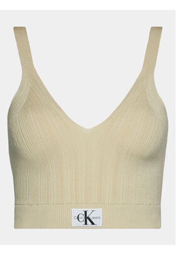 Calvin Klein Jeans Top Label J20J223152 Zielony Slim Fit. Kolor: zielony. Materiał: lyocell