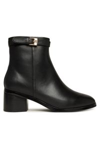 TOMMY HILFIGER - Tommy Hilfiger Botki Th Buckle Riding Mid Heel Bootie FW0FW08859 Czarny. Kolor: czarny. Materiał: skóra