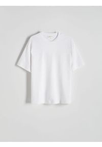 Reserved - T-shirt boxy - biały. Kolor: biały. Materiał: dzianina, bawełna