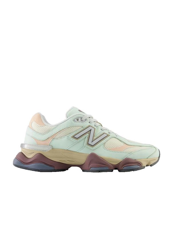 Buty New Balance 9060 zielone. Kolor: zielony, różowy, beżowy, wielokolorowy. Materiał: skóra. Sport: turystyka piesza