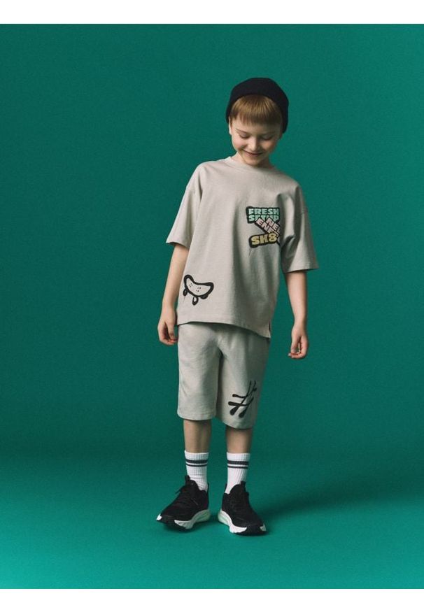 Reserved - Bawełniany komplet - jasnoszary. Kolor: szary. Materiał: bawełna