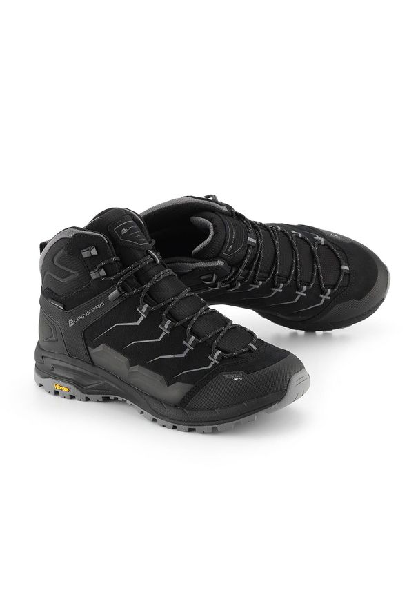 ALPINE PRO - Buty wysokie trekkingowe unisex Alpine Pro Crede Vibram. Kolor: czarny. Materiał: skóra. Szerokość cholewki: normalna. Styl: sportowy. Sport: turystyka piesza