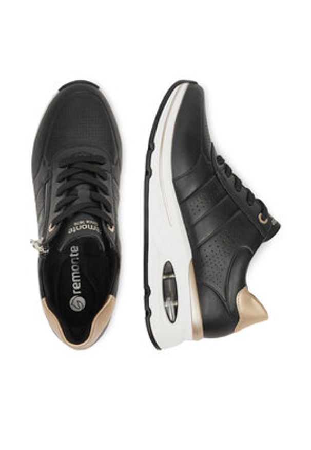 Remonte Sneakersy D2H01-03 Czarny. Kolor: czarny. Materiał: skóra
