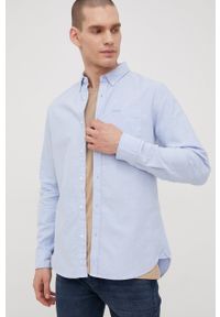 Superdry koszula bawełniana męska regular z kołnierzykiem button-down. Typ kołnierza: button down. Kolor: niebieski. Materiał: bawełna #4