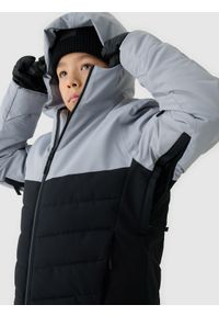 4f - 4F Kurtka narciarska membrana 5000 chłopięca - szara 128 (7-8 lat). Okazja: na co dzień. Typ kołnierza: kaptur. Kolor: szary. Materiał: dzianina, poliester, tkanina, materiał. Wzór: gładki. Sezon: lato. Styl: casual, klasyczny, sportowy #2