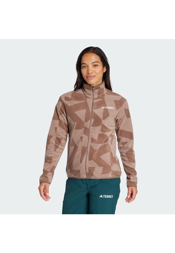 Adidas - Bluza Terrex Multi Printed Full-Zip Fleece. Kolor: wielokolorowy, beżowy, brązowy. Materiał: polar, materiał