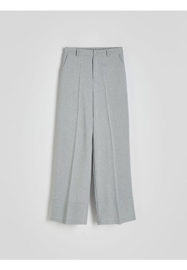 Reserved - Szerokie spodnie z kantem - wielobarwny. Materiał: prążkowany, wiskoza, tkanina