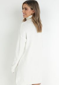 Born2be - Biała Sukienka Dzianinowa Classificator. Okazja: na co dzień. Typ kołnierza: golf. Kolor: biały. Materiał: dzianina. Długość rękawa: długi rękaw. Sezon: zima, jesień. Typ sukienki: proste. Styl: casual #3