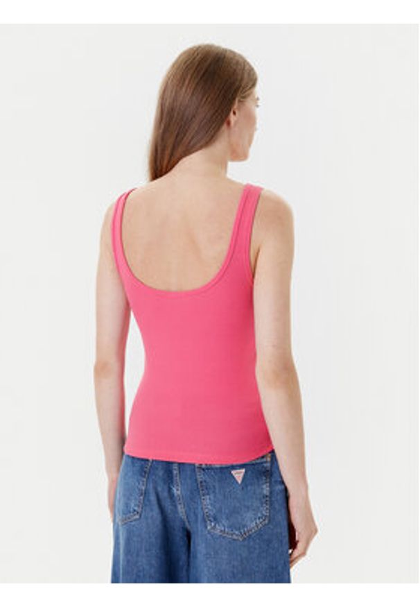 Guess Jeans Top W5YP35 KA0H1 Różowy Regular Fit. Kolor: różowy. Materiał: bawełna