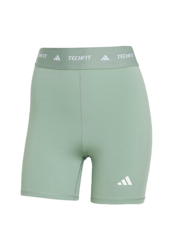 Adidas - Legginsy TECHFIT Short. Kolor: zielony. Materiał: materiał. Technologia: Techfit (Adidas). Długość: krótkie