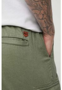 medicine - Medicine szorty lniane męskie kolor zielony. Kolor: zielony. Materiał: len. Wzór: gładki #4