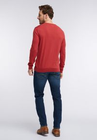 Mustang - MUSTANG EMIL C BASIC JUMPER MĘSKI SWETER DENIM RED 1005879 7146. Materiał: denim