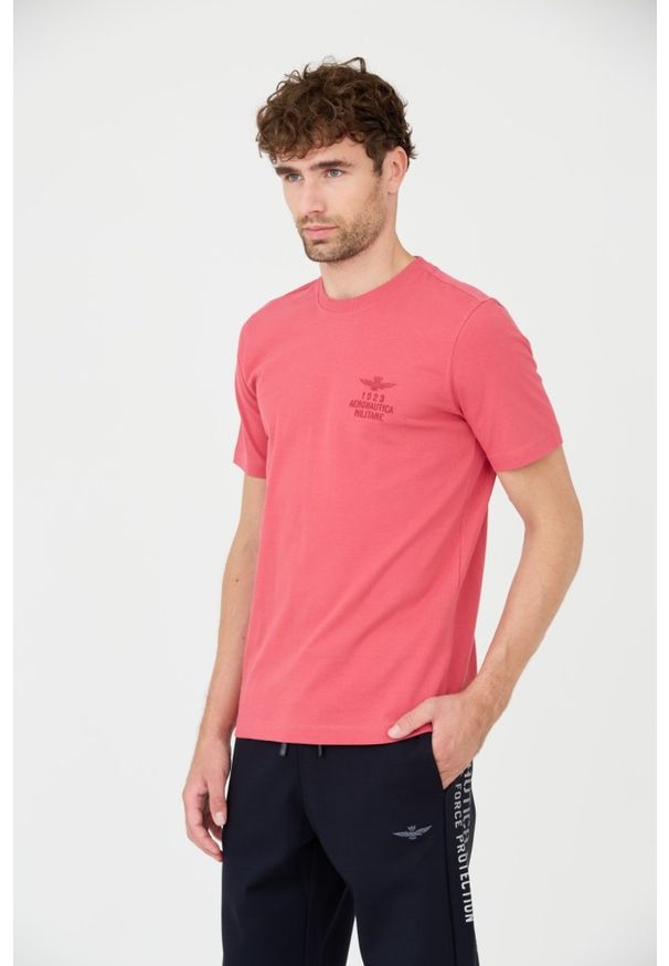 Aeronautica Militare - AERONAUTICA MILITARE Różowy bawełniany męski t-shirt, Rozmiar XXL. Kolor: różowy. Materiał: bawełna