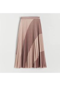 Reserved - Plisowana spódnica midi - Beżowy. Kolor: beżowy #1