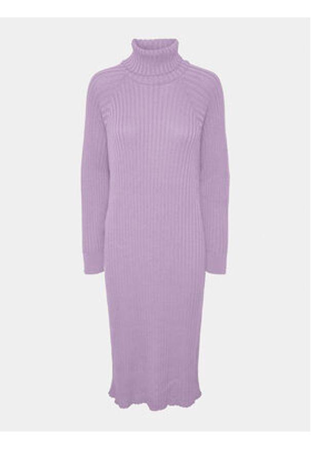 YAS Sukienka dzianinowa Mavi 26028660 Fioletowy Regular Fit. Kolor: fioletowy. Materiał: syntetyk, bawełna