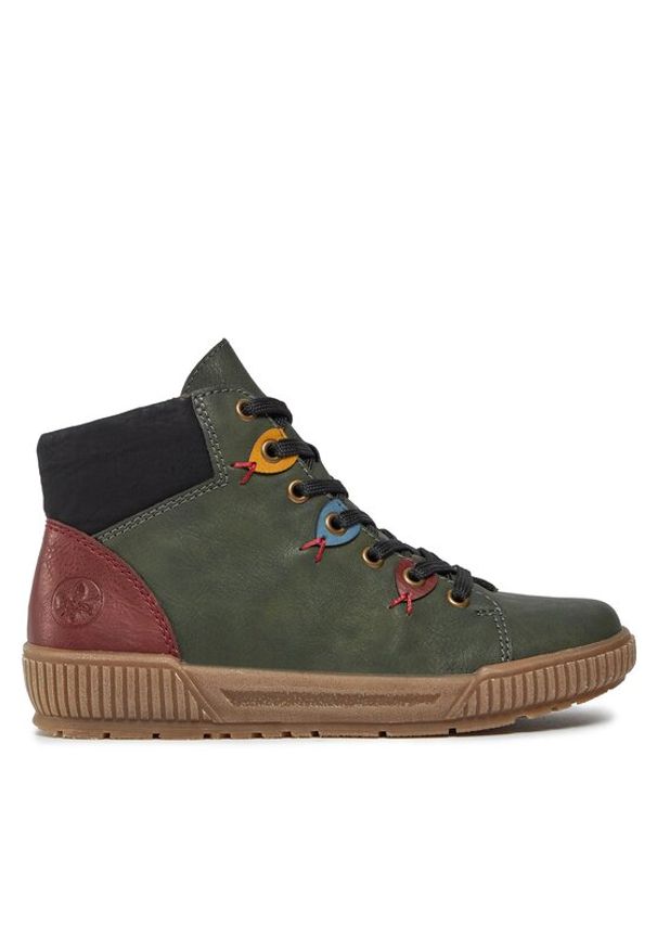 Rieker Botki N0711-54 Zielony. Kolor: zielony. Materiał: skóra