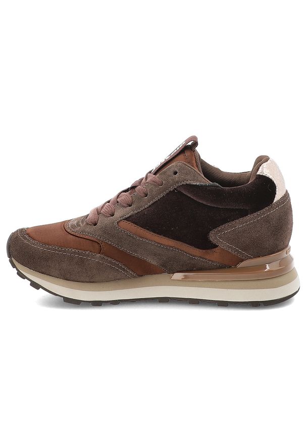 Hot Potatoes by Gioseppo - Brązowe Sneakersy Gioseppo Eleganckie Obuwie Damskie Na Koturnie. Okazja: na co dzień, na spacer. Zapięcie: sznurówki. Kolor: brązowy. Materiał: zamsz, tkanina, materiał. Obcas: na koturnie. Styl: elegancki
