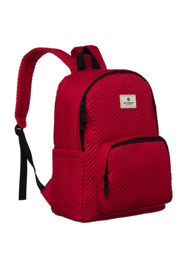 Plecak czerwony Peterson PTN 77710. Kolor: czerwony. Materiał: poliester. Wzór: aplikacja. Styl: sportowy, casual