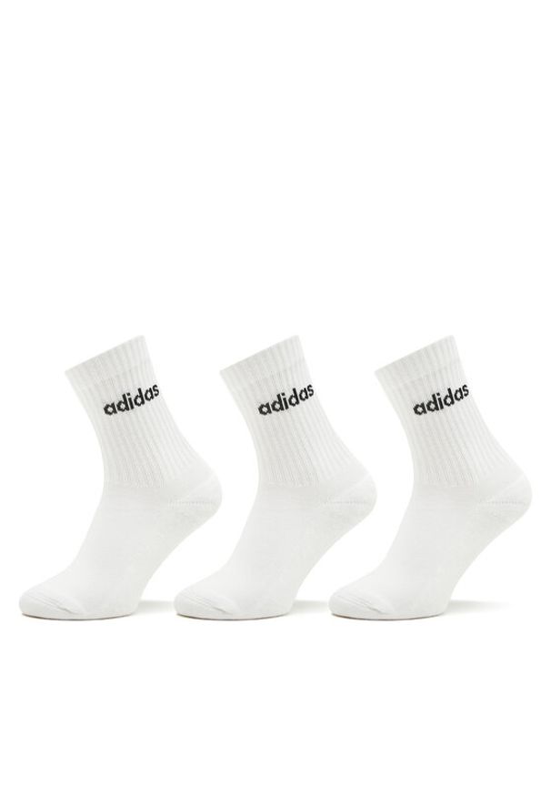 Adidas - adidas Skarpety wysokie unisex Linear Crew Cushioned Socks 3 Pairs HT3455 Biały. Kolor: biały. Materiał: bawełna