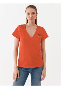 Pinko T-Shirt 100372 A0MA Pomarańczowy Regular Fit. Kolor: pomarańczowy. Materiał: bawełna