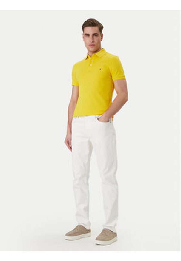 TOMMY HILFIGER - Tommy Hilfiger Polo 1985 MW0MW17771 Żółty Slim Fit. Typ kołnierza: polo. Kolor: żółty. Materiał: bawełna