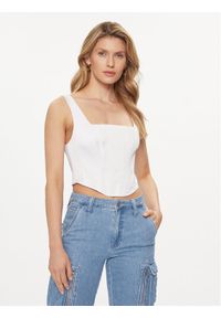 Guess Top Sia W4GH47 WDEE2 Biały Regular Fit. Kolor: biały. Materiał: syntetyk