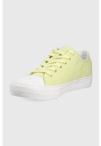 Guess tenisówki PRANZE damskie kolor żółty. Nosek buta: okrągły. Zapięcie: sznurówki. Kolor: żółty. Materiał: guma #2