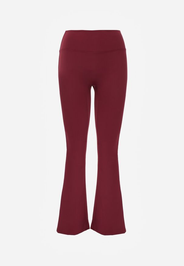 Renee - Bordowe Legginsy Dzwony High Waist Orruvana. Okazja: na spacer. Stan: podwyższony. Kolor: czerwony. Długość: krótkie. Styl: sportowy