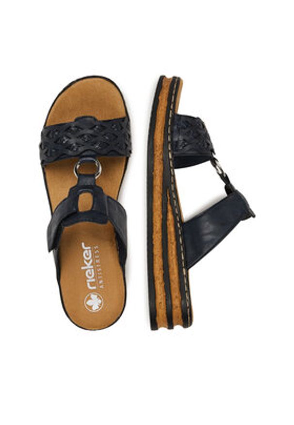 Rieker Klapki 629K9-14 Granatowy. Kolor: niebieski. Materiał: syntetyk