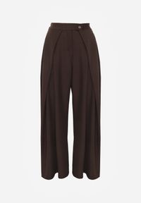 Renee - Brązowe Garniturowe Spodnie High Waist Wide Leg z Zakładkami w Pasie Philisia. Stan: podwyższony. Kolor: brązowy. Styl: elegancki #8