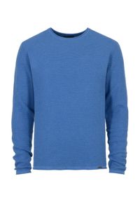 Ochnik - Niebieski sweter męski basic. Kolor: niebieski. Materiał: bawełna #3