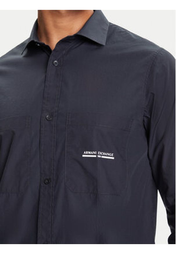 Armani Exchange Koszula XM000959 AF12994 UB101 Granatowy Regular Fit. Kolor: niebieski. Materiał: bawełna