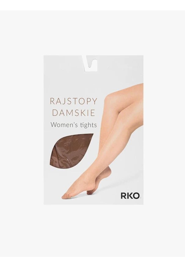 Ryłko - Cienkie rajstopy klasyczne w kropki 8 DEN. Kolor: beżowy. Materiał: materiał, poliamid, bawełna, elastan. Wzór: kropki