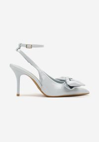 Renee - Niebieskie Sandały na Szpilce Vices z Dużą Kokardką Bez Pięty Velozia. Okazja: na studniówkę, na sylwestra, na ślub cywilny, na wesele, do pracy, na spotkanie biznesowe. Zapięcie: sprzączka. Kolor: niebieski. Obcas: na szpilce. Styl: wizytowy, biznesowy, elegancki #6