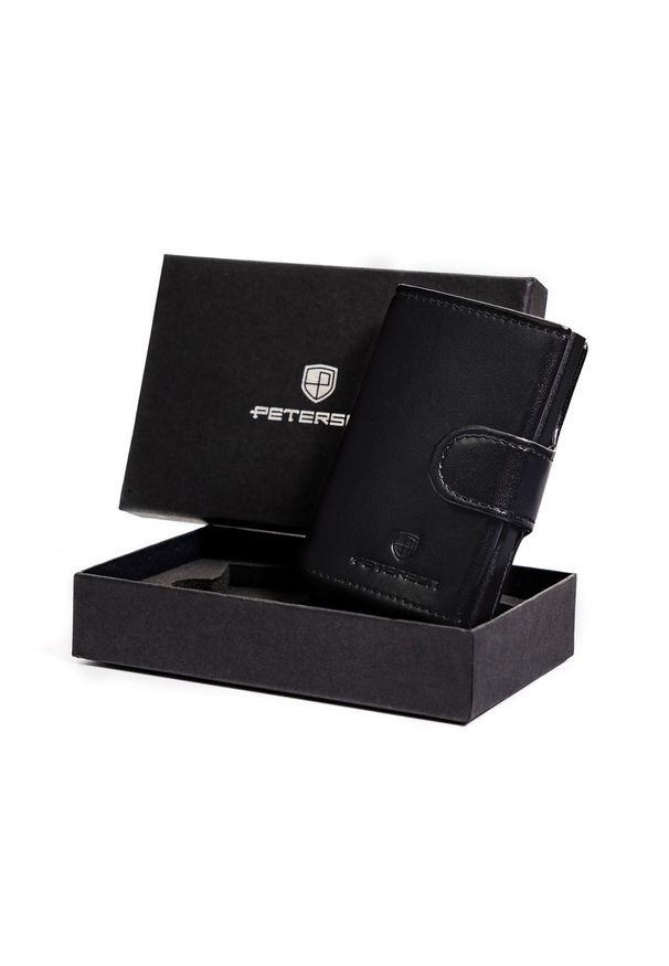 Portfel skórzany Peterson PTN 122511901 BLACK czarny. Kolor: czarny. Materiał: skóra