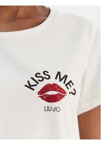 Liu Jo Sport T-Shirt TF5275 JS923 Écru Regular Fit. Kolor: kremowy. Materiał: bawełna. Styl: sportowy #2
