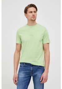 Guess t-shirt bawełniany M2GI10.I3Z11 kolor zielony gładki. Okazja: na co dzień. Kolor: zielony. Materiał: bawełna. Wzór: gładki. Styl: casual