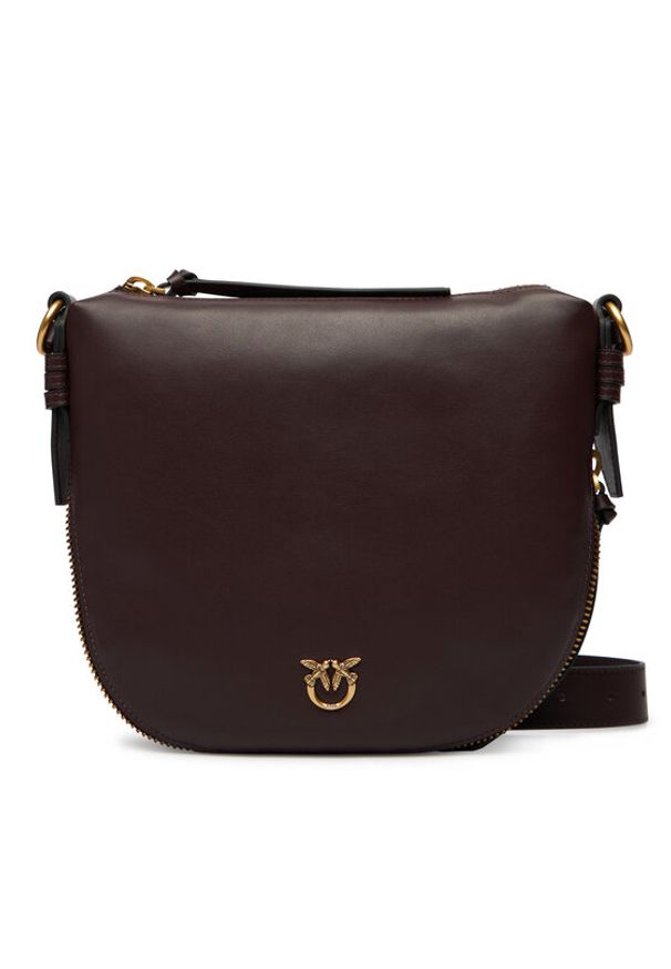 Pinko - PINKO Torebka Hobo Zip Around Mini Ai 25-26 PLTT 105332 A0QO Bordowy. Kolor: czerwony. Materiał: skórzane