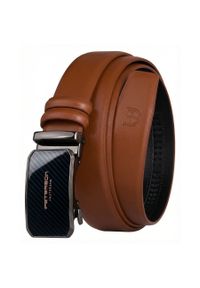 Pasek męski w jasnobrązowym kolorze wykonany ze skóry naturalnej z automatyczną klamrą Peterson PTN A016-AB TAN. Kolor: brązowy. Materiał: skóra. Styl: elegancki #1