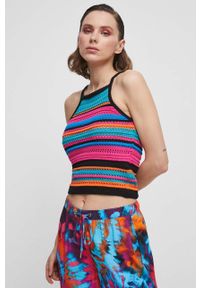 medicine - Medicine top bawełniany damski kolor multicolor. Typ kołnierza: dekolt halter. Materiał: bawełna. Długość rękawa: na ramiączkach #1