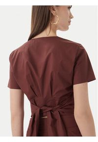 Patrizia Pepe Bluzka 2C1672/A9B9-B887 Brązowy ciemny Regular Fit. Kolor: brązowy. Materiał: bawełna #3